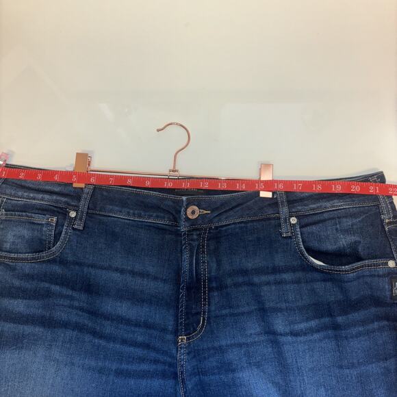 Silver Jeans Women’s Plus Sz 22 L29 Mid Rise Embroidered Blue Denim Skinny Dark - Picture 7 of 10
